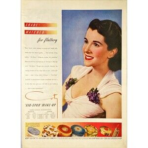 Air-Spun Make-Up Face Powder "For Flattery" Vintage Print Ad 1940-41